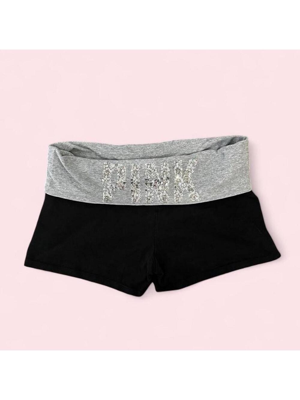 🖤🪩 Y2K style victorias secret PINK foldover sequin shorts 🪩🖤